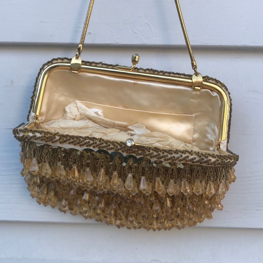 Vintage gold beaded purse - Picture 3 of 8